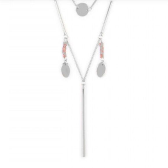 Boho Lariat Layering Silver Tone Earthy Necklace - Picture 2 of 6